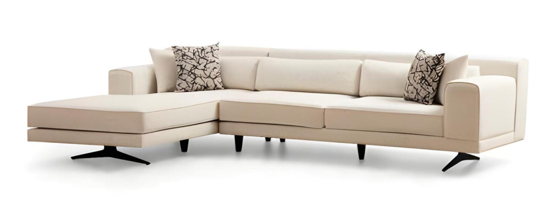 Sofá de diseño blanco en forma de U lujoso para sala de estar