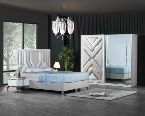 Moderno mesita de noche blanca elegante de madera