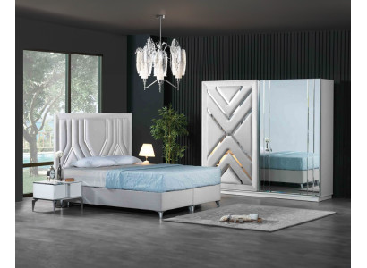 Moderno blanco dormitorio 2x mesitas de noche muebles elegantes 2 piezas