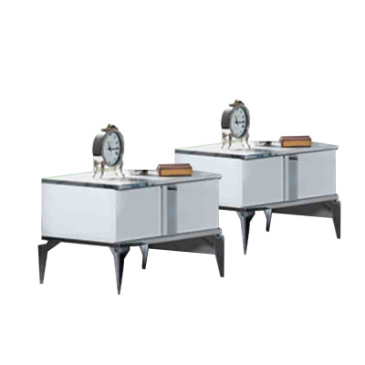 Moderno blanco dormitorio 2x mesitas de noche muebles elegantes 2 piezas