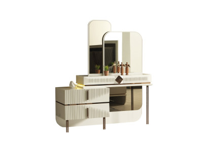 Consola de tocador lujosa beige con espejo diseño muebles de madera