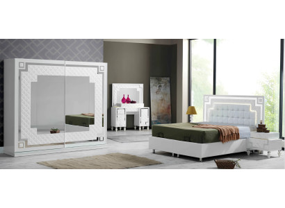 Cama blanca lujosa con marco moderno muebles de dormitorio elegantes