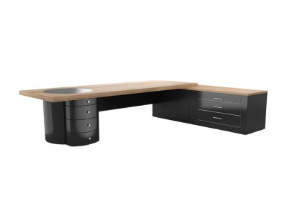 Escritorio angular moderno negro marrón lujo madera muebles