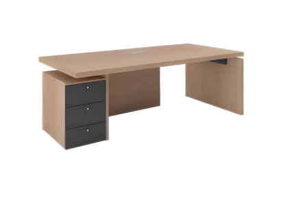 Mesa de oficina elegante con cajonera marrón negro muebles de madera de lujo 2 piezas