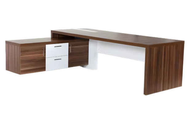 Escritorio angular moderno muebles de lujo madera marrón blanco muebles para oficina mesa de trabajo