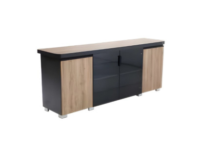 Armario elegante para documentos marrón gris mueble de oficina madera ambiente de trabajo