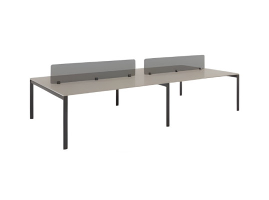 Mesa de oficina moderna gris negro deluxe con divisor