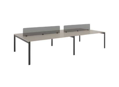 Mesa de oficina moderna gris negro deluxe con divisor