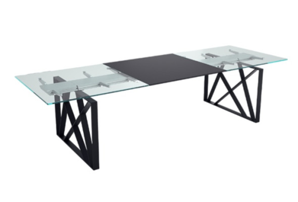 Mesa de conferencias de diseño muebles de oficina de lujo con superficie de vidrio y patas de acero inoxidable