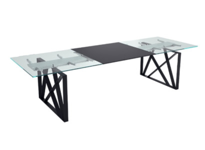 Mesa de conferencias de diseño muebles de oficina de lujo con superficie de vidrio y patas de acero inoxidable