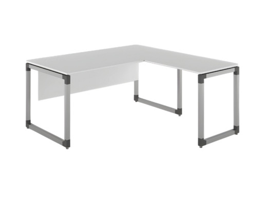 Escritorio angular elegante de madera en gris claro