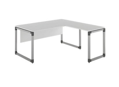 Escritorio angular elegante de madera en gris claro