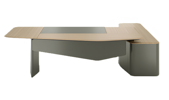 Escritorio angular elegante marrón gris muebles de oficina mesa de trabajo