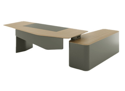 Escritorio angular elegante marrón gris muebles de oficina mesa de trabajo