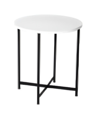 Mesa de café redonda moderna con tapa de madera blanca
