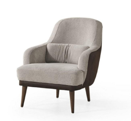 Sillón de diseño marrón de lujo tapizado en tejido lounge