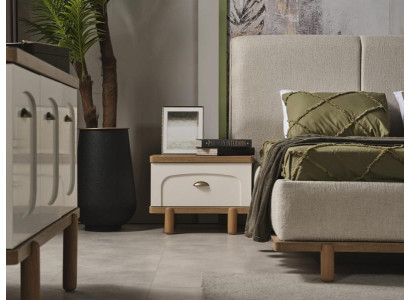 Juego de dormitorio completo con 2 mesitas de noche y armario moderno