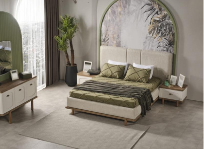 Conjunto completo para dormitorio con mesitas de noche, cama y armario de 4 piezas