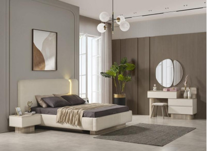 Juego de dormitorio 6 pz diseño de lujo cama 2x mesitas decoración moderna