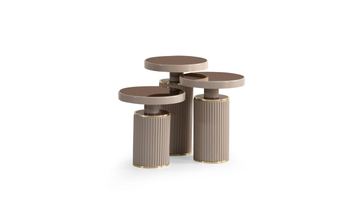 Juego de mesas 3x beige mesa de salón redonda mesa moderna de lujo nueva