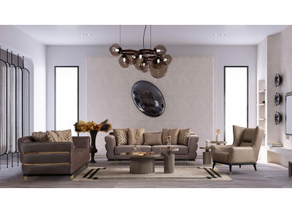 Muebles de salón Sofá Relax Grupo de tapicería Paisaje juego de sofás de 4 piezas
