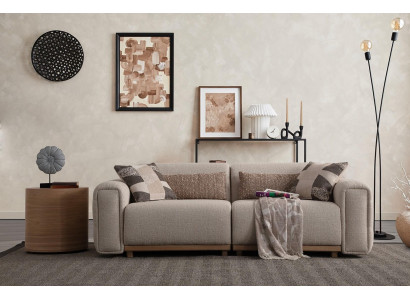 Sofá de 3 plazas en tela Sofá acolchado Sofá Beige Salón Relax Nuevo