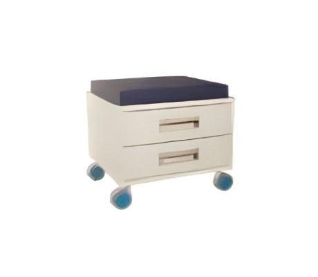 Elegante cómoda blanca con asiento acolchado y cajones