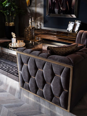 Sofá moderno de 2 plazas para salón lujo diseño madera muebles tapizados tela nuevo