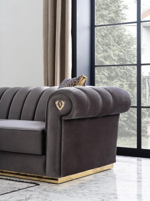 Sofá de 3 plazas lujo diseño moderno elegante muebles de madera tejido acolchado nuevo