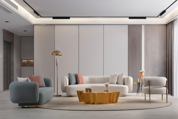 Juego de muebles de salón sofá sillón esquina sofá paisaje 4 piezas