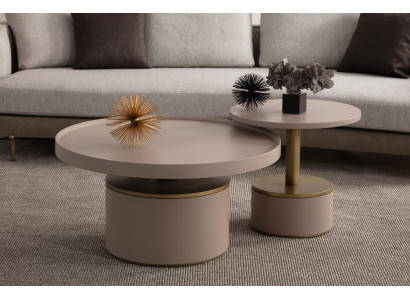 Juego de mesas de café de diseño de lujo para salón redondas de madera