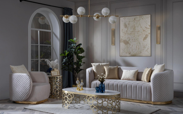 Juego de sofá de 3 plazas sofá tapizado beige diseño sofá moderno