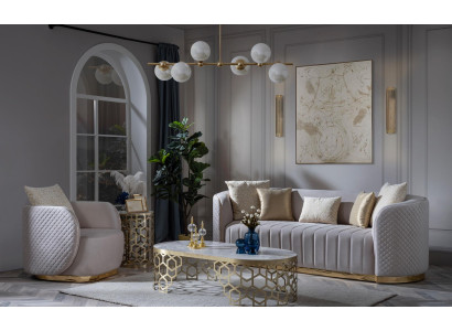 Juego de sofá de 3 plazas sofá tapizado beige diseño sofá moderno