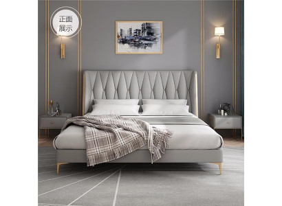Diseño de cama doble de lujo para jóvenes en color gris