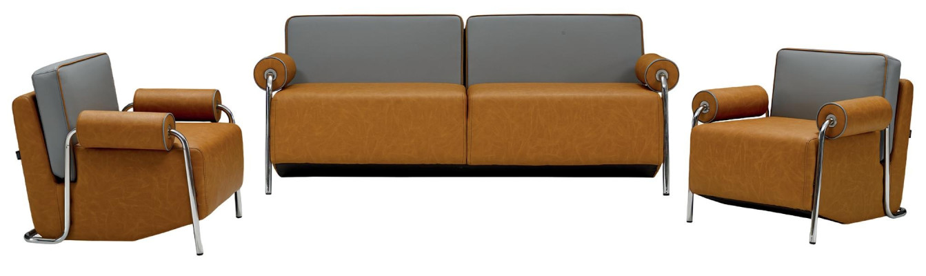 Juego de sofás de salón 2+1+1 asientos diseño lujo piel moderna elegancia