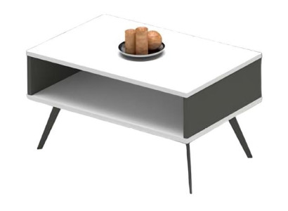 Mesa de café moderna de madera con espacio de almacenamiento blanca