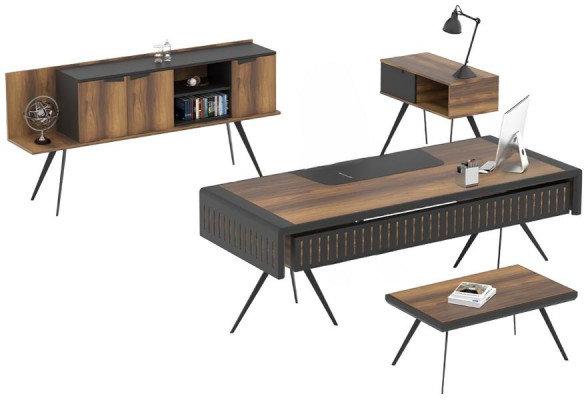 Conjunto de oficina marrón mesa mesa auxiliar mesa de madera