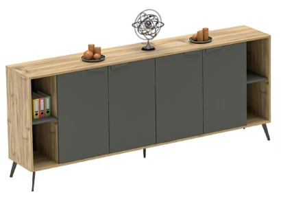 Armario de oficina Comò Estantería Sideboard Estudio Beige Gris
