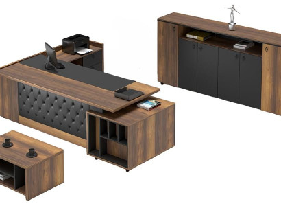 Credenza armario móvil con puertas para estudio marrón negro