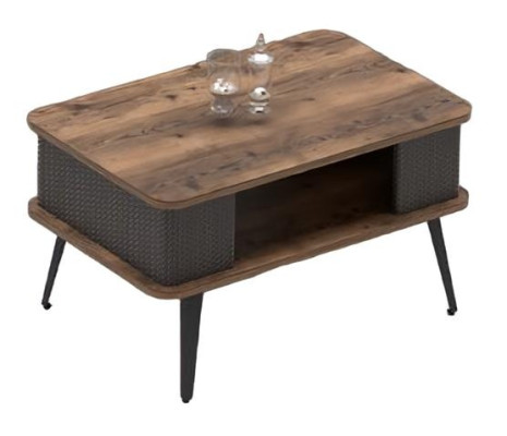 Conjunto de oficina mesa de café mesa móvil de madera oficina marrón negro