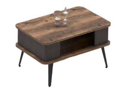 Conjunto de oficina mesa de café mesa móvil de madera oficina marrón negro
