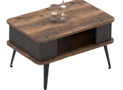 Conjunto de oficina mesa de café mesa móvil de madera oficina marrón negro