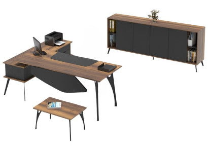 Mueble lateral Mobiletto Armario de oficina Estante para documentos Habitación de trabajo Marrón Negro