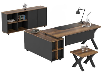 Mesa de café rectangular de madera para oficina marrón
