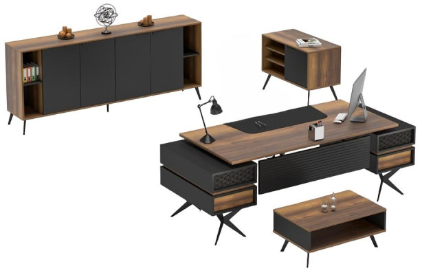 Comò Sideboard mueble para oficina armario marrón negro
