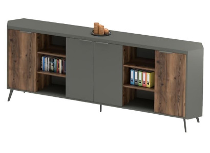 Armario de oficina aparador independiente de madera gris marrón