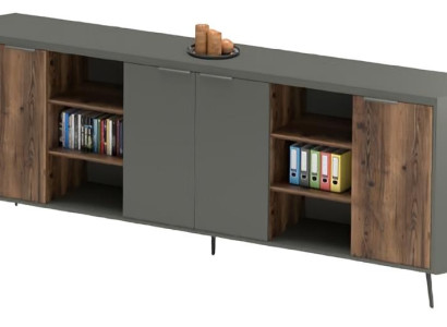 Armario de oficina aparador independiente de madera gris marrón