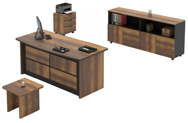 Escritorio de oficina, mueble, aparador, mesa de café de madera marrón