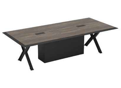 Escritorio rectangular de oficina gris negro madera