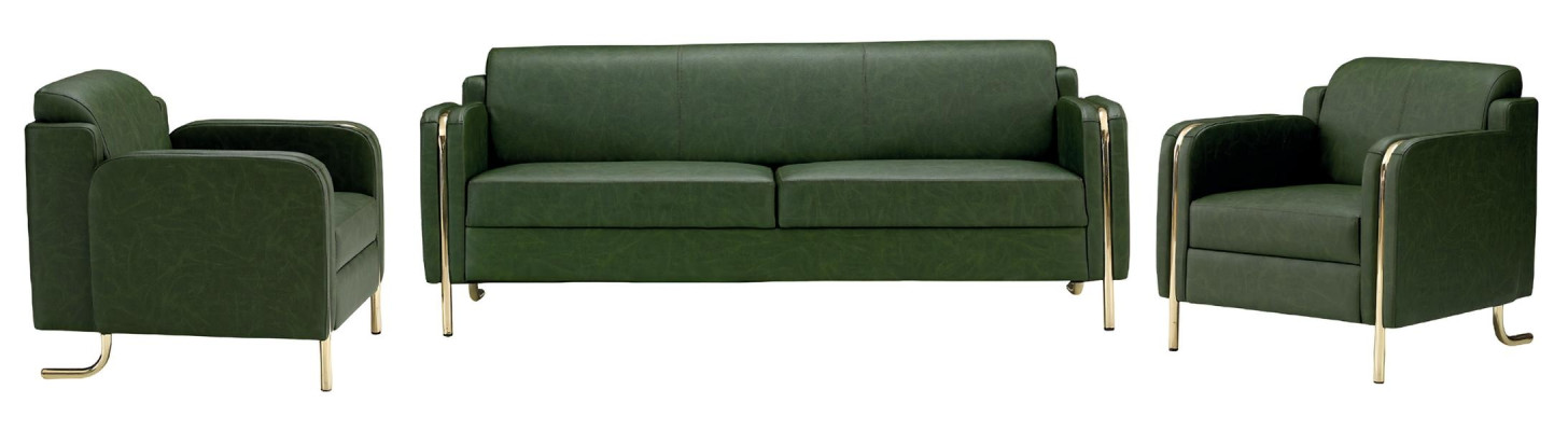 Juego de sofás de lujo de piel de 3 piezas para sala de estar